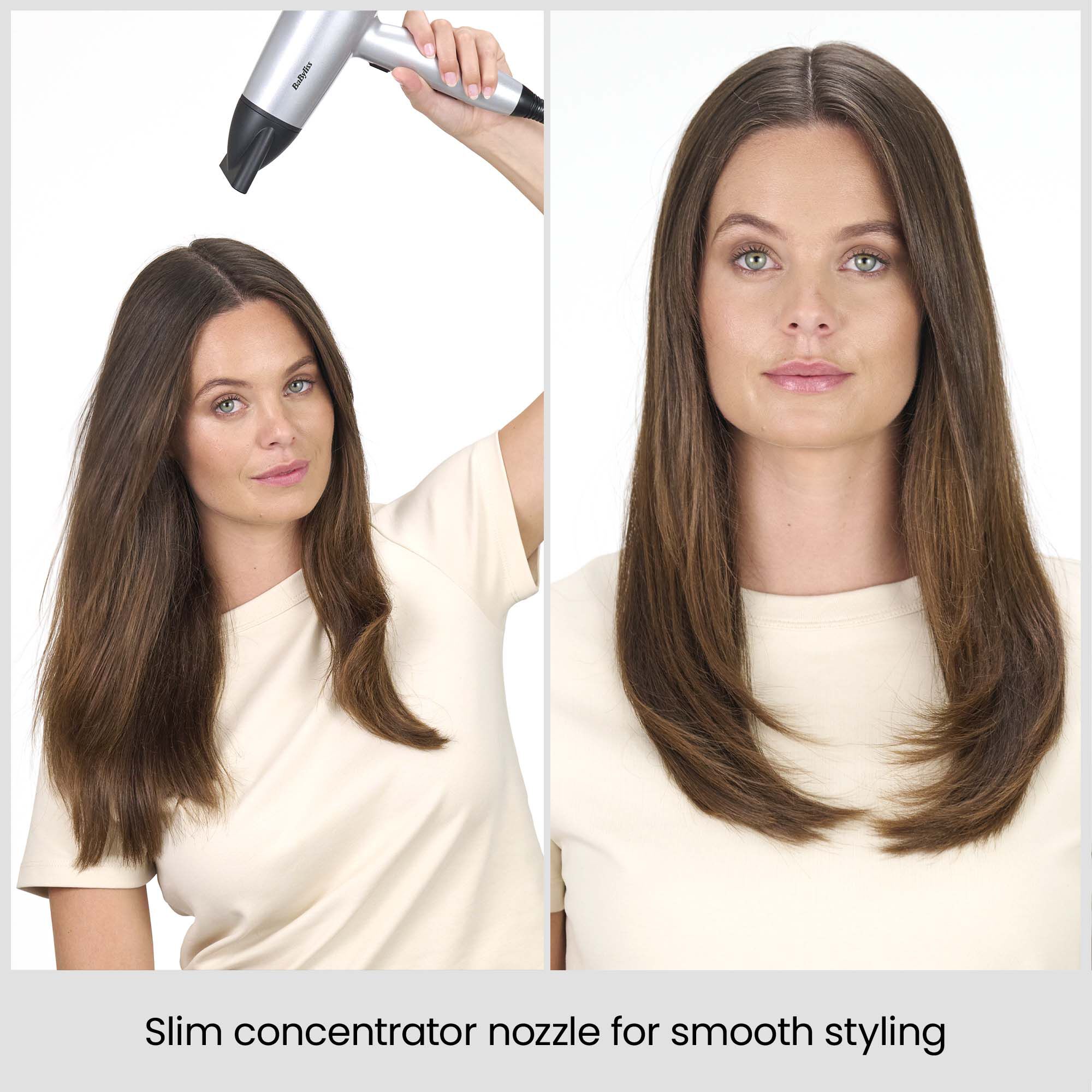 Slim concentrator nozzle for smooth styling